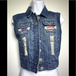 Highway Jeans Sleeveless Jean Distressed Jacket